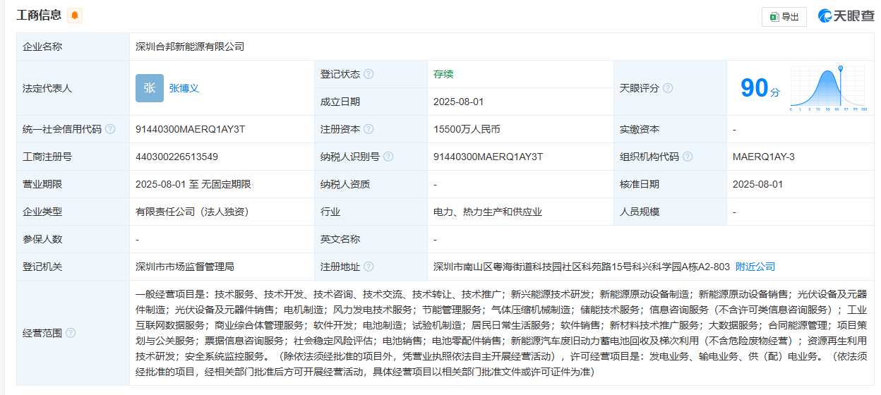 注資1.55億！贛鋒鋰業(yè)在深圳成立新能源公司