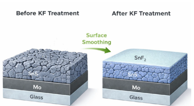 韓國(guó)科研團(tuán)隊(duì)通過(guò)氟化鉀后處理提升硫化亞錫太陽(yáng)能電池性能